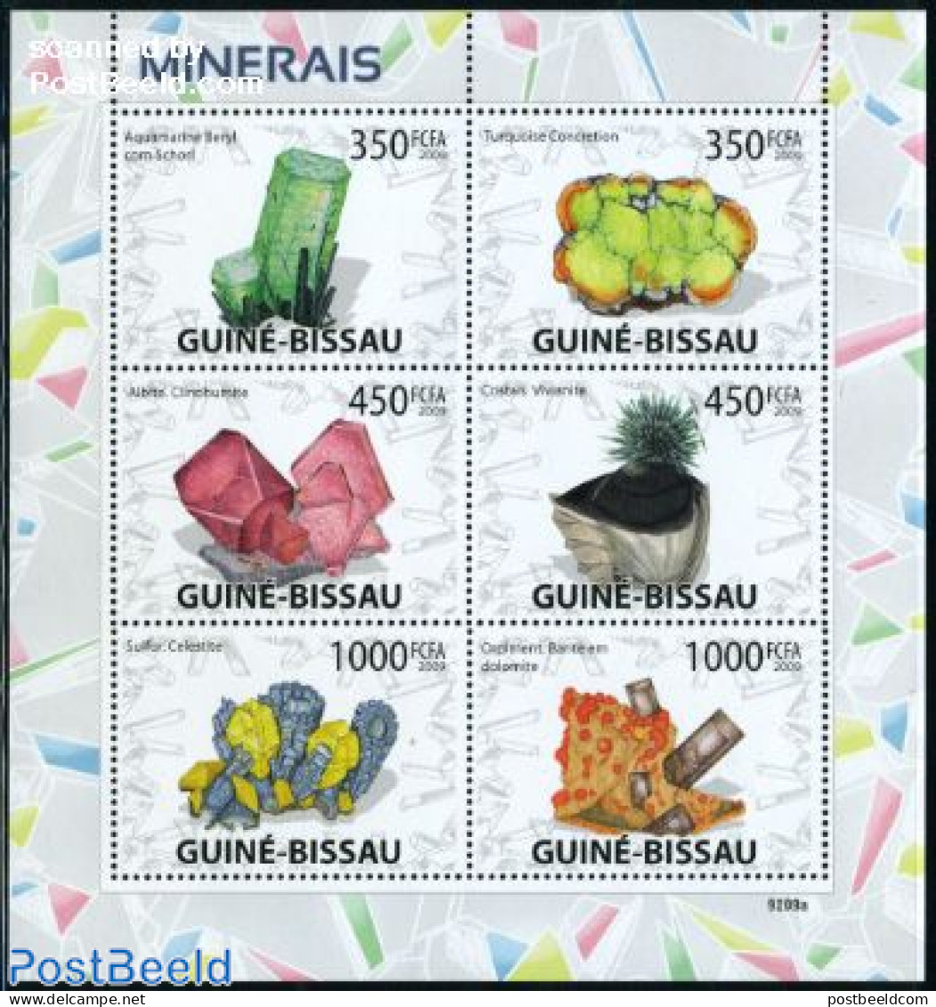 Guinea Bissau 2009 Minerals 6v M/s, Mint NH, History - Geology - Guinea-Bissau