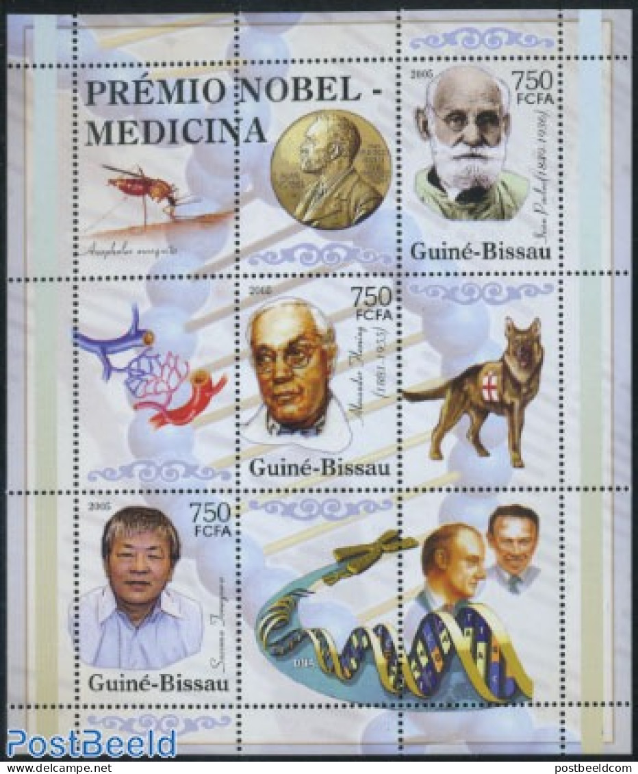Guinea Bissau 2005 Nobel Prize Winners 3v M/s, Mint NH, History - Nature - Nobel Prize Winners - Dogs - Prix Nobel