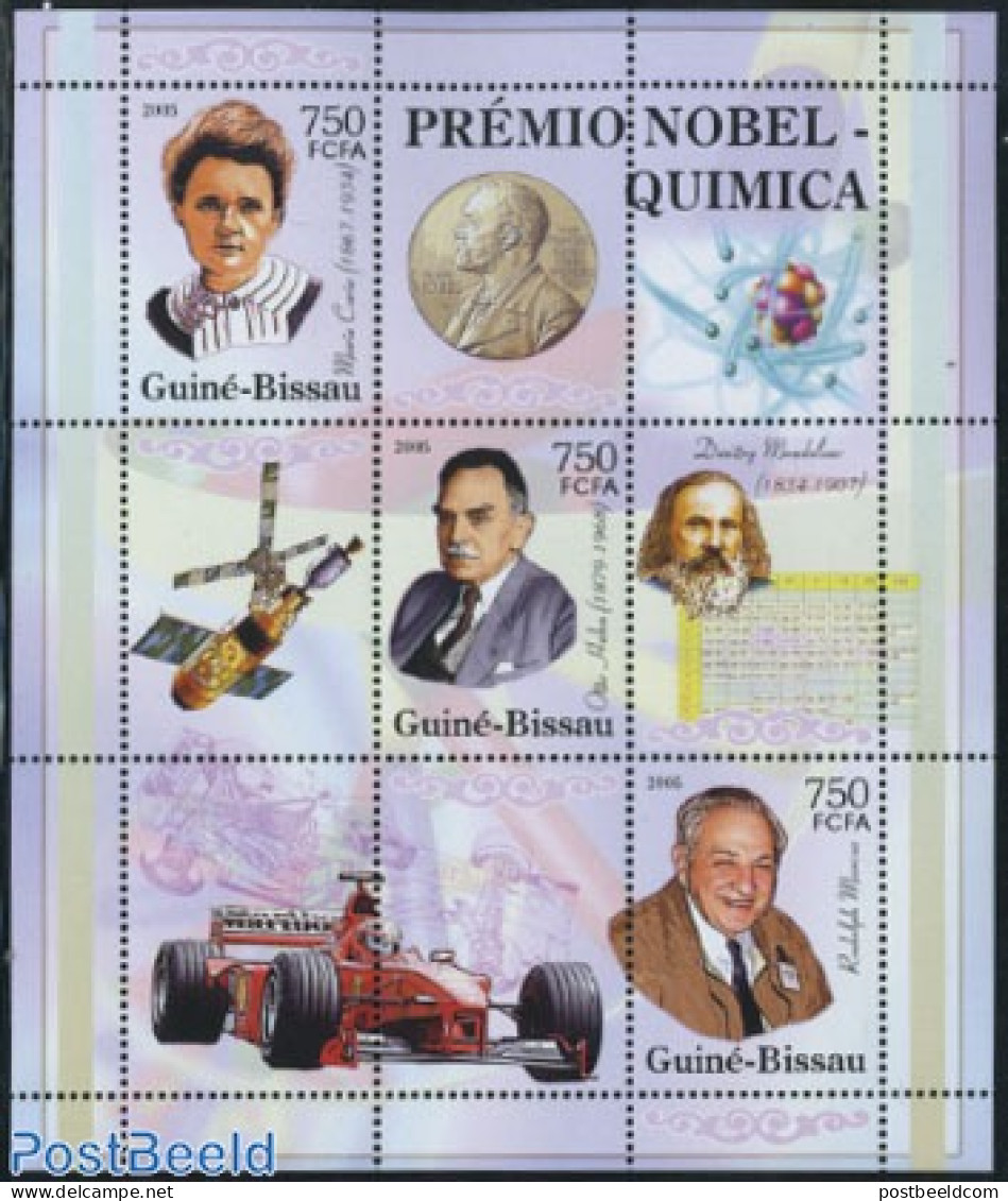Guinea Bissau 2005 Nobel Prize Winners 3v M/s, Mint NH, History - Sport - Nobel Prize Winners - Autosports - Nobel Prize Laureates