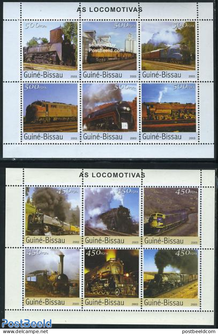 Guinea Bissau 2003 Locomotives 12v (2 M/s), Mint NH, Transport - Railways - Treinen