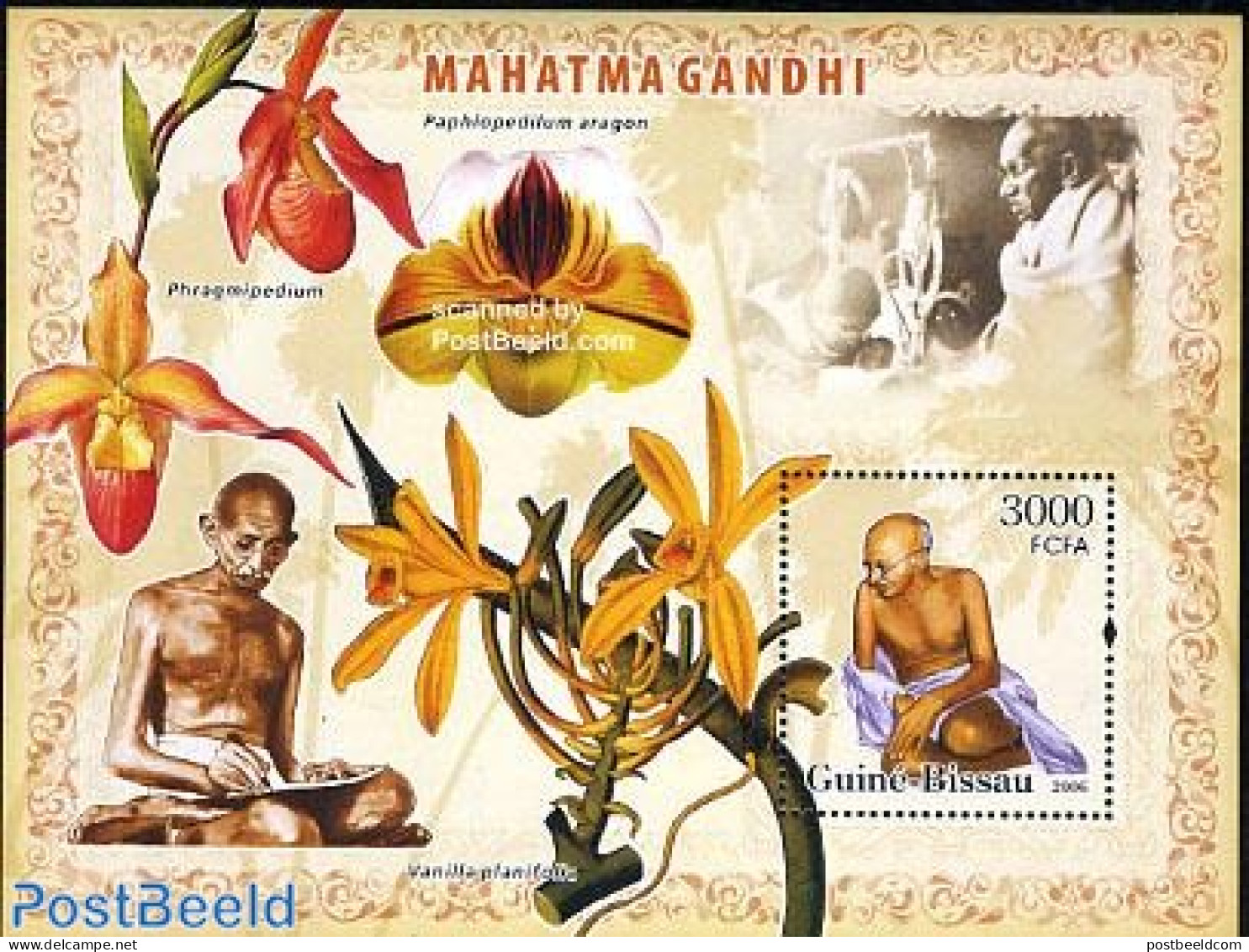 Guinea Bissau 2006 Mahatma Gandhi S/s, Mint NH, History - Nature - Gandhi - Flowers & Plants - Orchids - Mahatma Gandhi