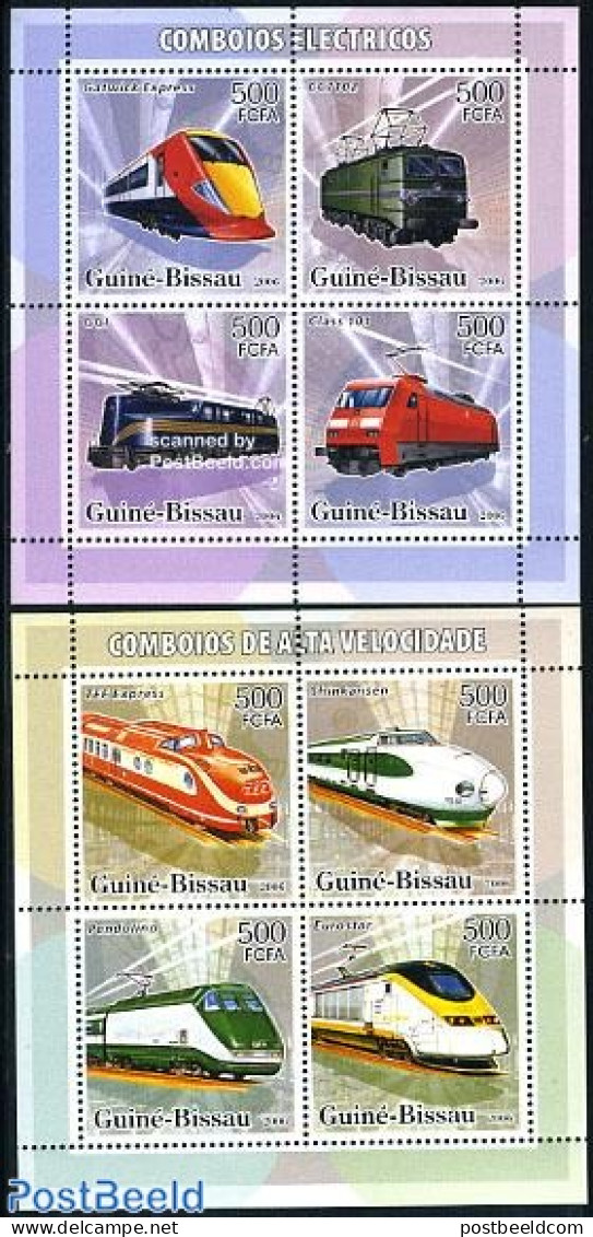 Guinea Bissau 2006 Railways 8v (2 M/ss), Mint NH, Transport - Railways - Trains