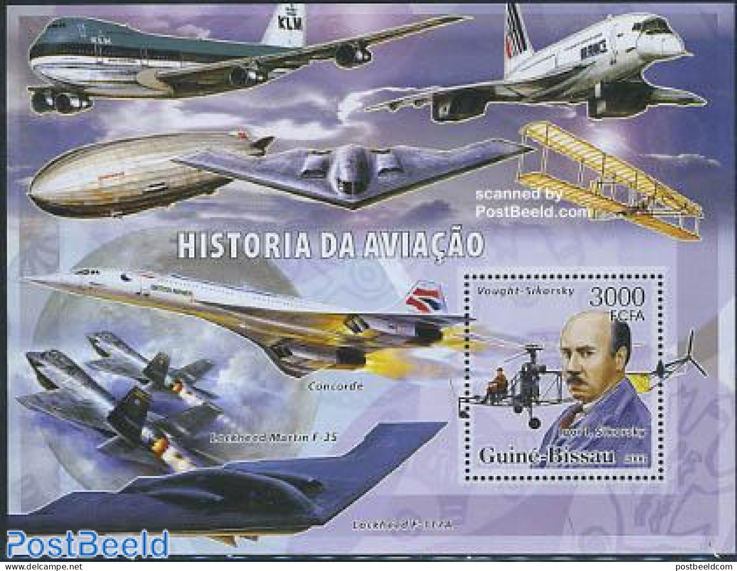 Guinea Bissau 2006 Vought Sikorsky S/s, Mint NH, History - Transport - Netherlands & Dutch - Concorde - Helicopters - Geography