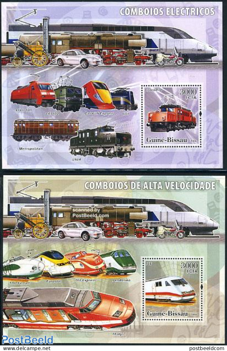 Guinea Bissau 2006 Railways 2 S/s, Mint NH, Transport - Automobiles - Motorcycles - Railways - Cars