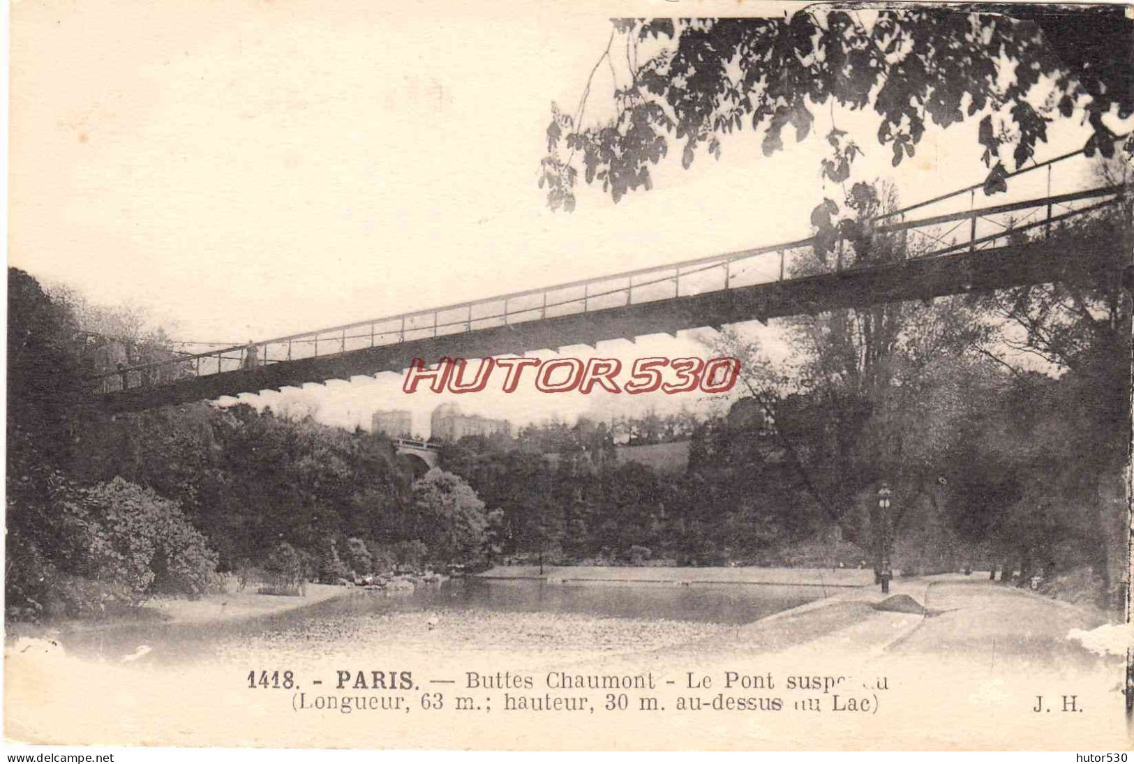 CPA PARIS - BUTTES CHAUMONT - LE PONT SUSPENDU - Parcs, Jardins