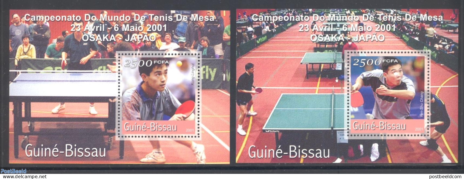 Guinea Bissau 2001 Table Tennis World Championship 2 S/s, Mint NH, Sport - Table Tennis - Tafeltennis