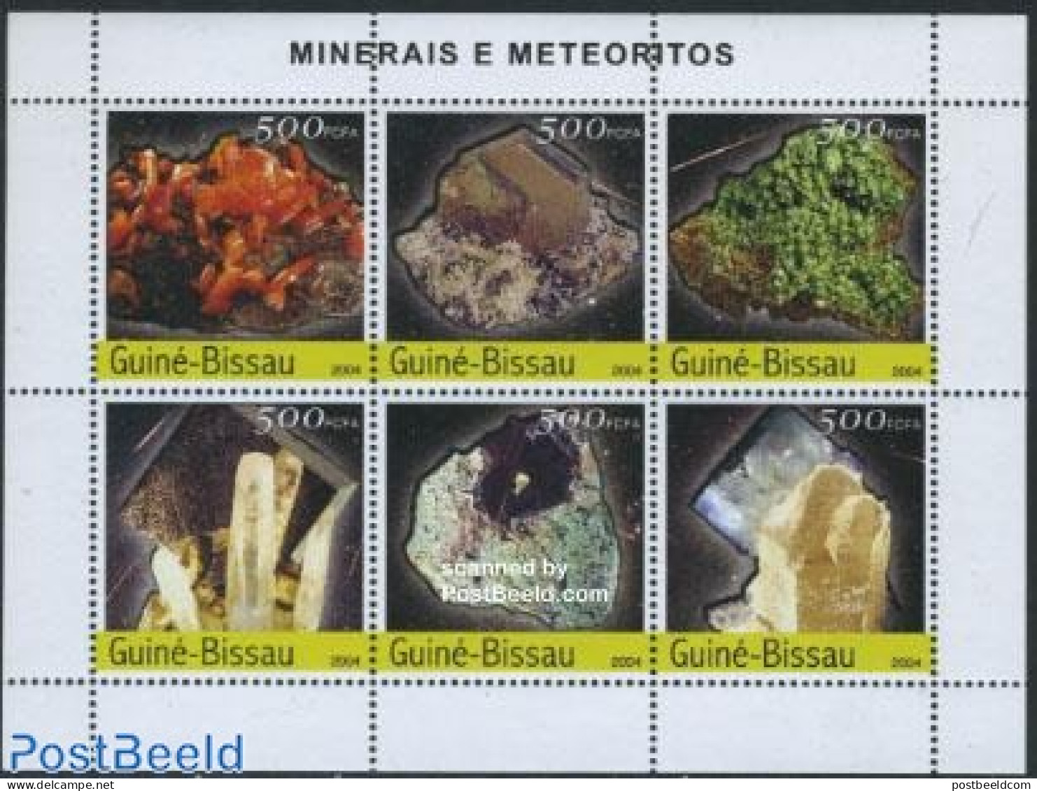 Guinea Bissau 2004 Minerals & Meteors 6v M/s, Mint NH, History - Geology - Guinée-Bissau