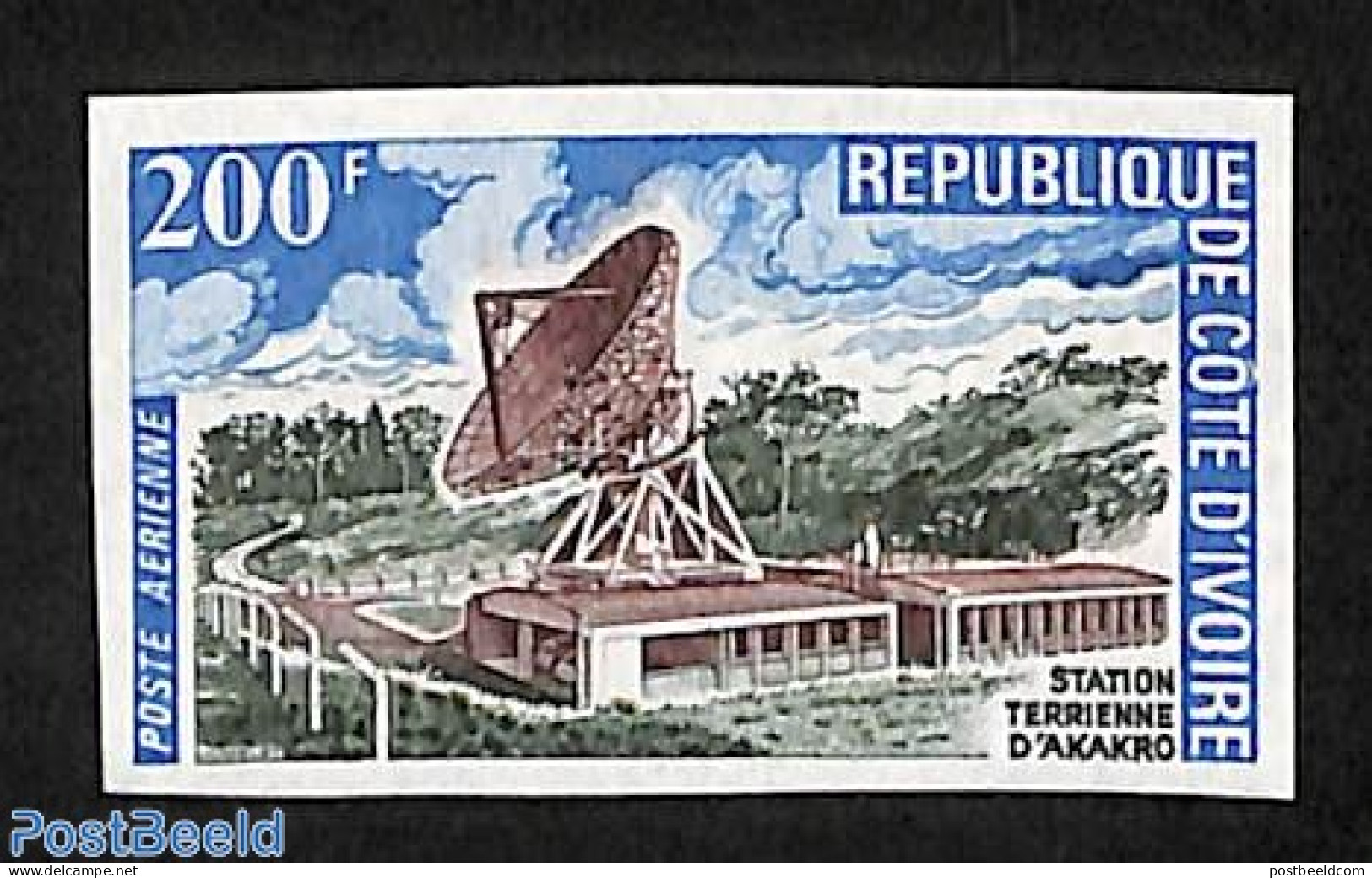 Ivory Coast 1972 Akakro Satellite Station 1v Imperforated, Mint NH, Transport - Ongebruikt