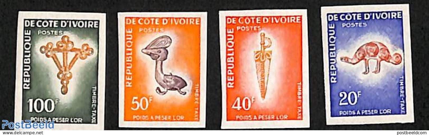 Ivory Coast 1972 Postage Due 4v Imperforated, Mint NH, Art - Art & Antique Objects - Autres & Non Classés