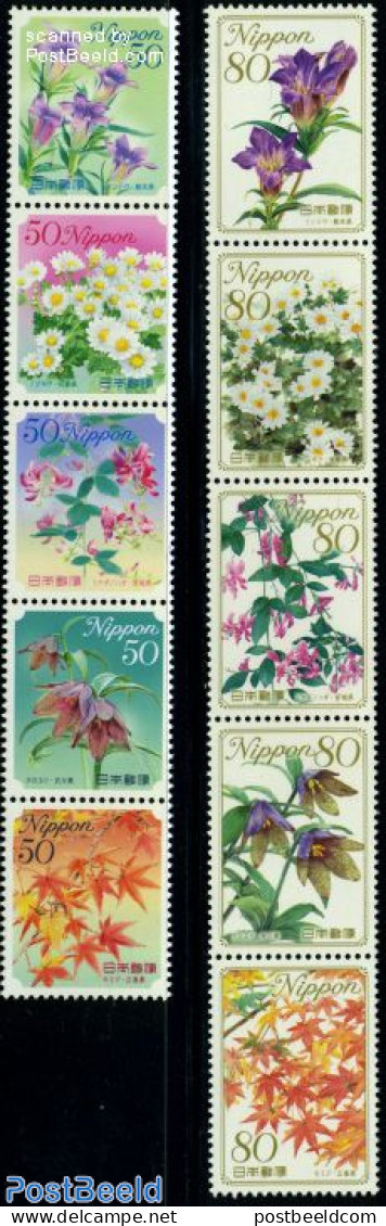 Japan 2009 Flowers 10v (2x[::::]), Mint NH, Nature - Flowers & Plants - Unused Stamps