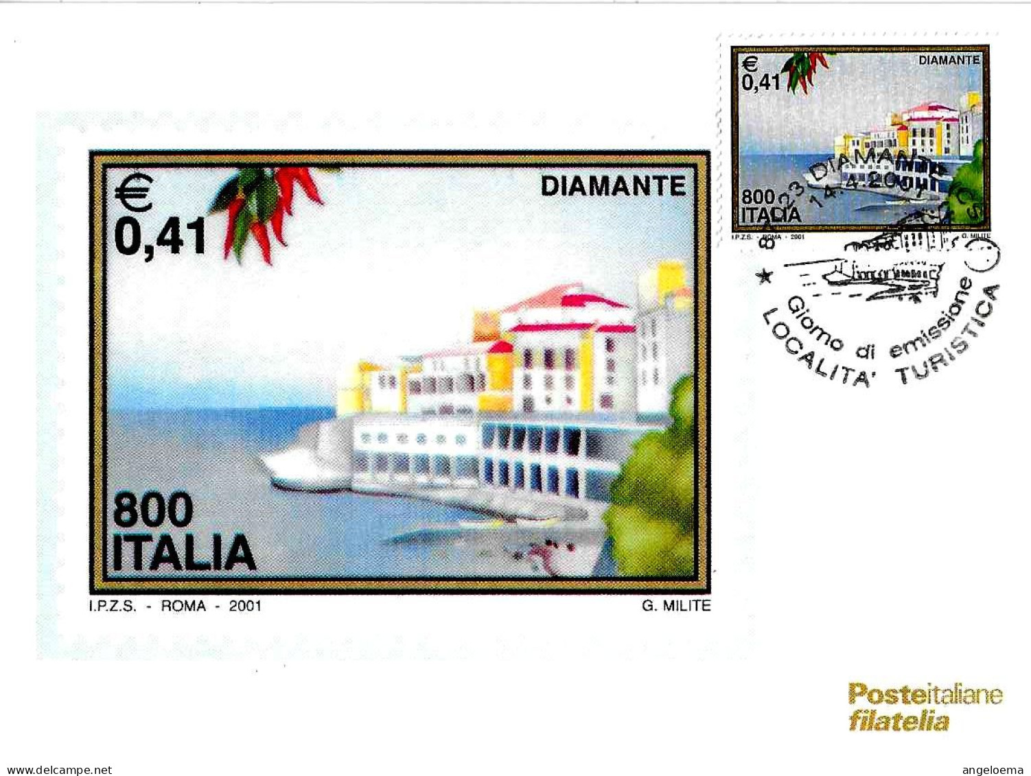 ITALIA ITALY - 2001 DIAMANTE (CS) Località Turistica: Veduta Annullo Fdc Su Cartolina PT - 3239 - Zonder Classificatie