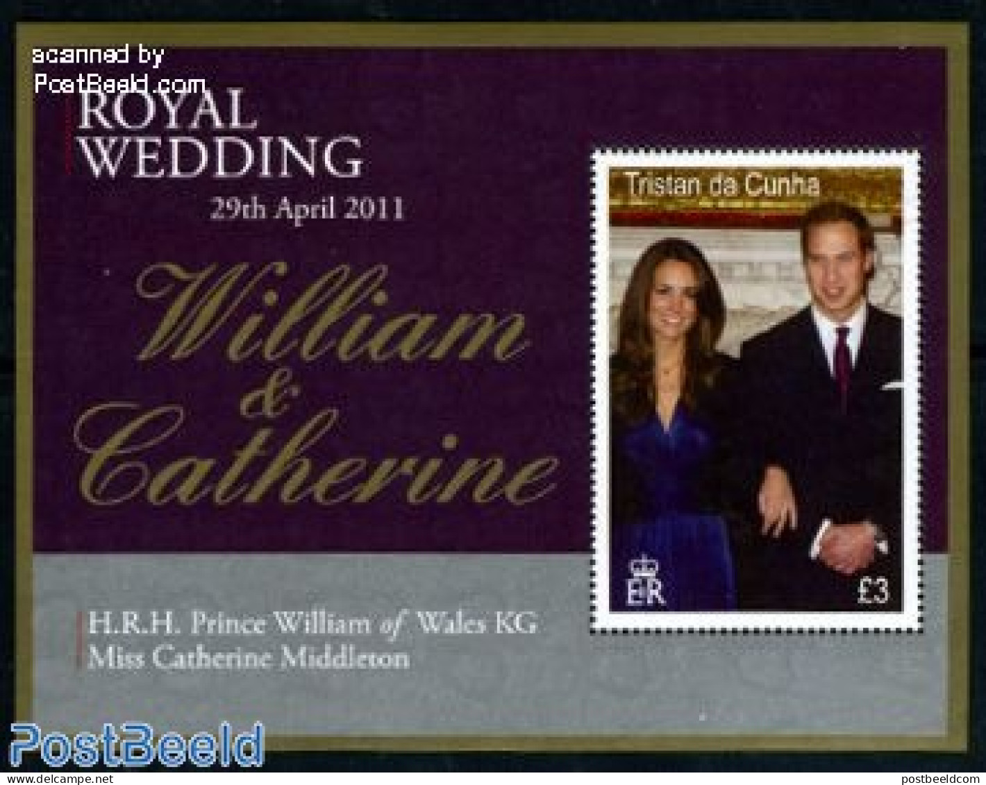 Tristan Da Cunha 2011 William & Kate Royal Wedding S/s, Mint NH, History - Kings & Queens (Royalty) - Koniklijke Families