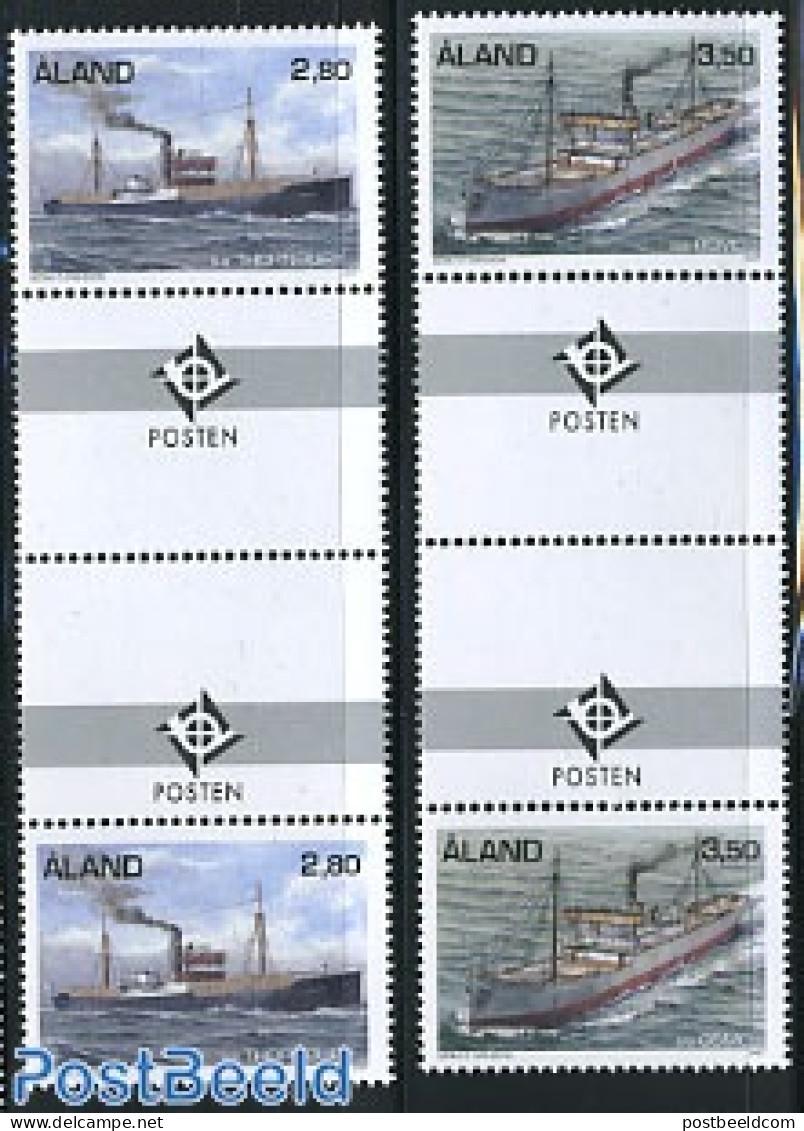 Aland 1997 Steamers 2v, Gutter Pairs, Mint NH, Transport - Ships And Boats - Schiffe