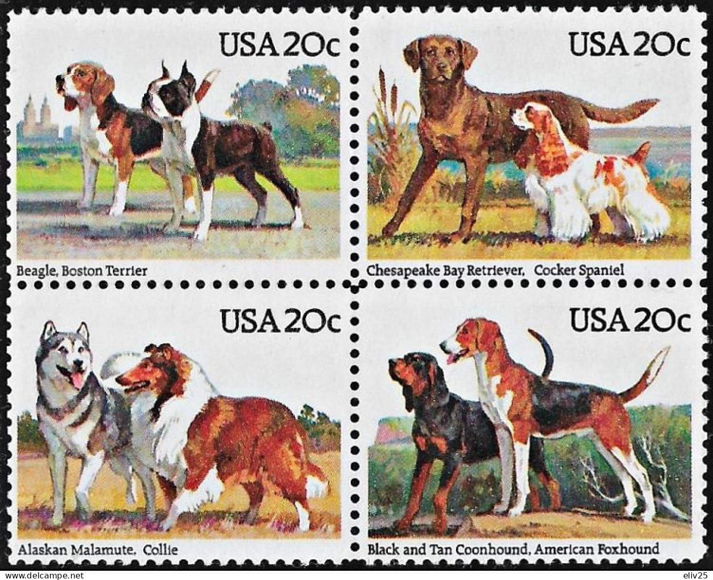 United States 1984, Dogs - Block Of 4 V. MNH - Chiens