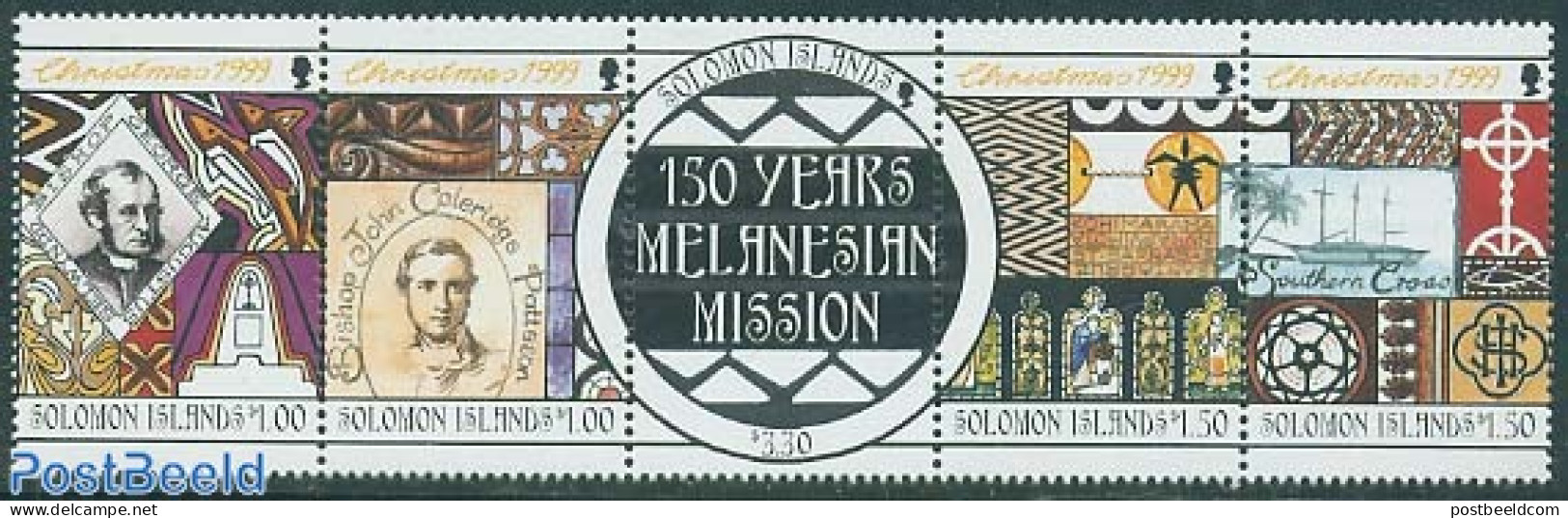 Solomon Islands 1999 Missionaires 5v [::::], Joint Issue Norfolk, Mint NH, Religion - Transport - Various - Religion -.. - Boten