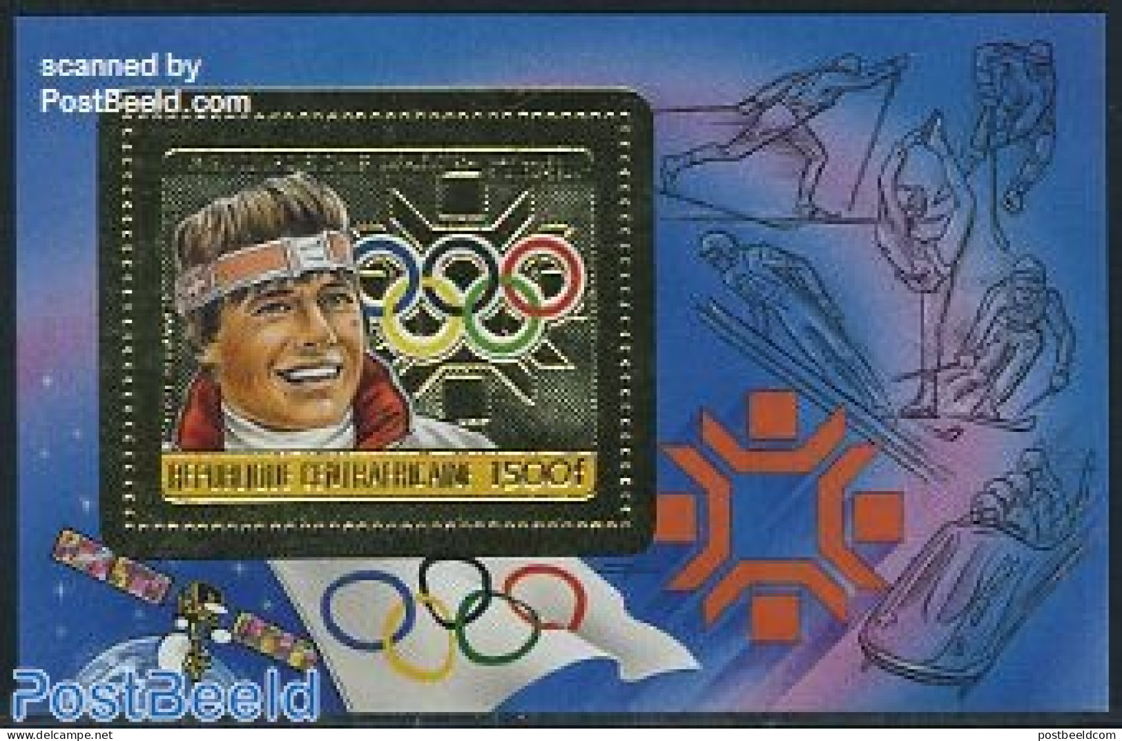 Central Africa 1984 Olympic Winter Games S/s, Mint NH, Sport - Transport - Olympic Winter Games - Skiing - Space Explo.. - Skiing