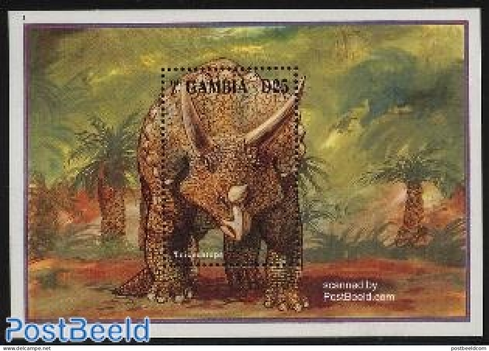 Gambia 1995 Triceratops S/s, Mint NH, Nature - Prehistoric Animals - Prehistorics