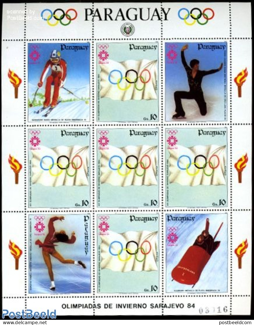 Paraguay 1984 Olympic Winter Games M/s, Mint NH, Sport - (Bob) Sleigh Sports - Olympic Winter Games - Skiing - Winter (Varia)