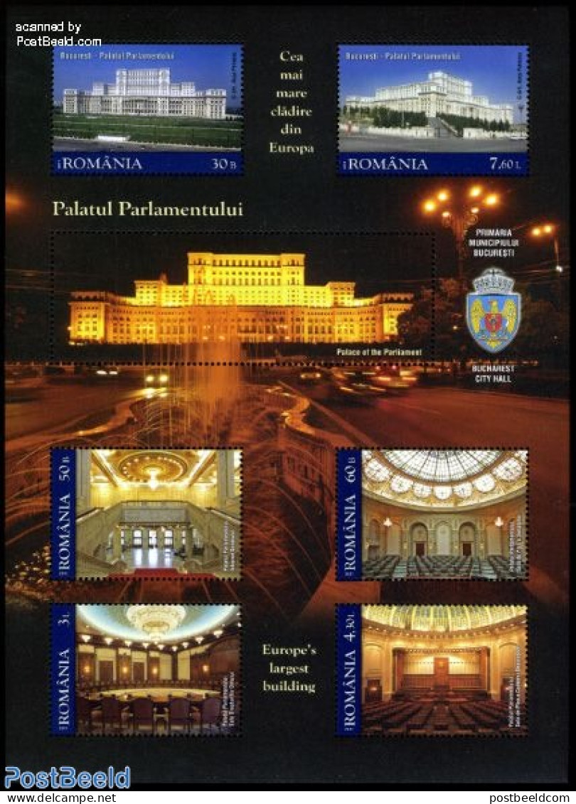Romania 2011 Palace Of The Parliament 6v M/s, Mint NH, Art - Castles & Fortifications - Ongebruikt