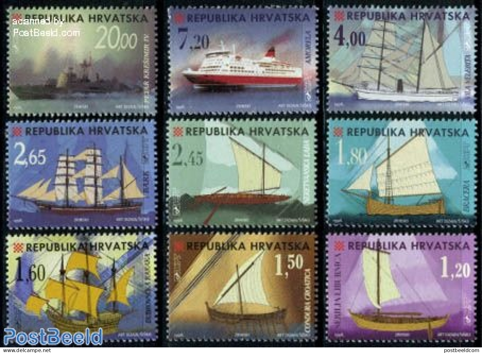 Croatia 1998 Ships 9v, Mint NH, Transport - Ships And Boats - Ships