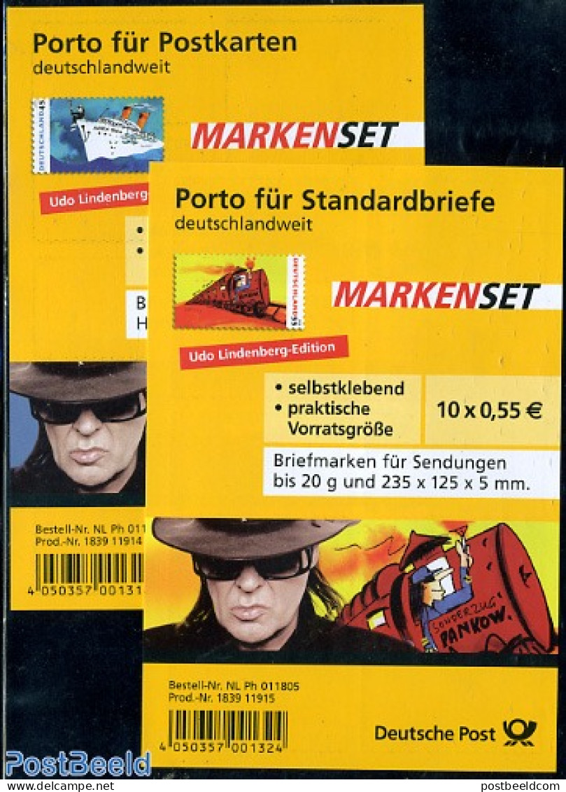 Germany, Federal Republic 2010 Udo Lindenberg 2 Foil Booklets, Mint NH, Transport - Stamp Booklets - Railways - Ships .. - Neufs