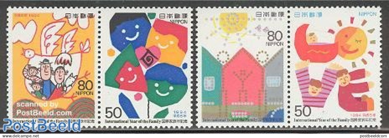 Japan 1994 Int. Family Year 2x2v [:], Mint NH, Art - Children Drawings - Unused Stamps
