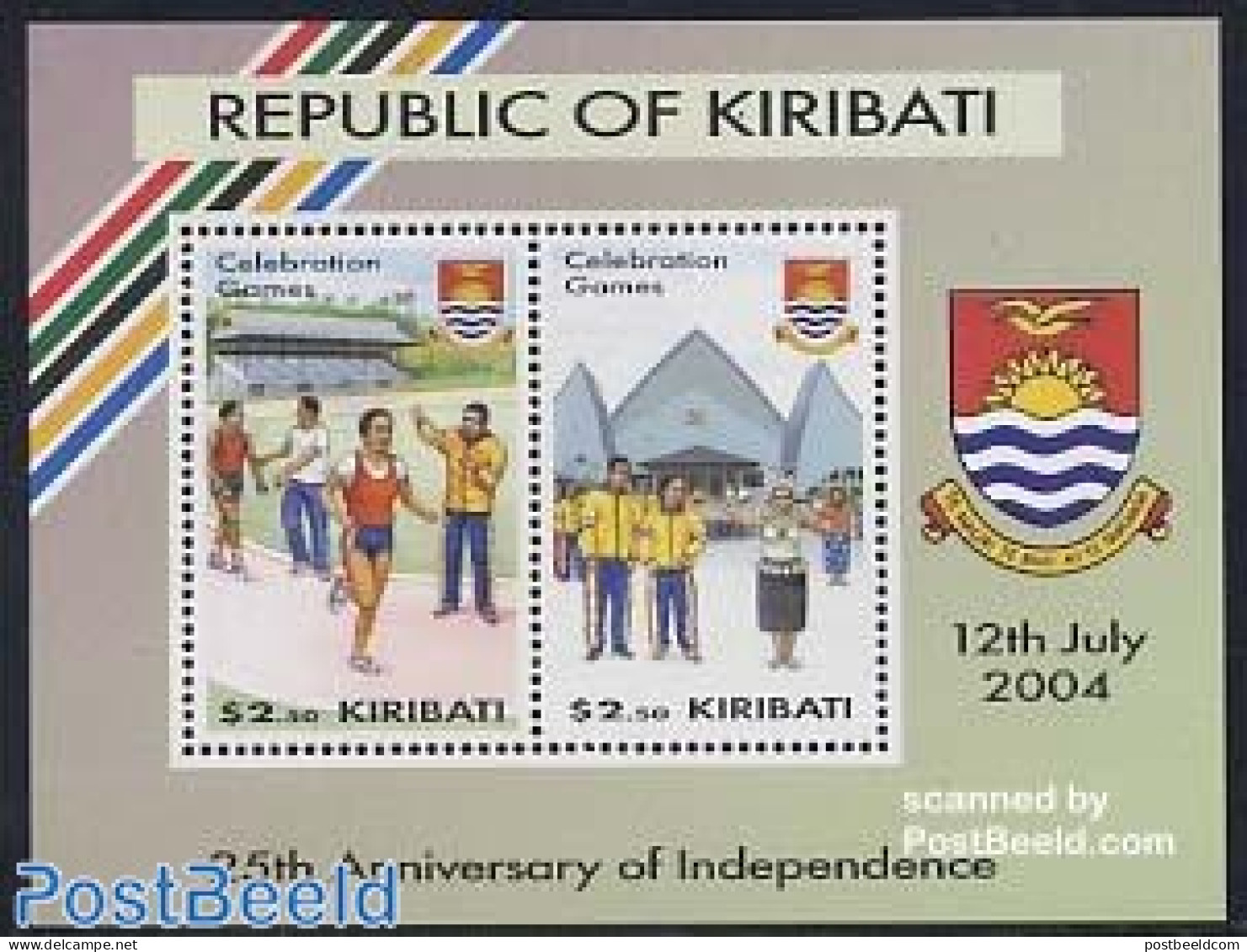 Kiribati 2004 Celebration Games S/s, Mint NH, History - Sport - Coat Of Arms - Sport (other And Mixed) - Kiribati (1979-...)