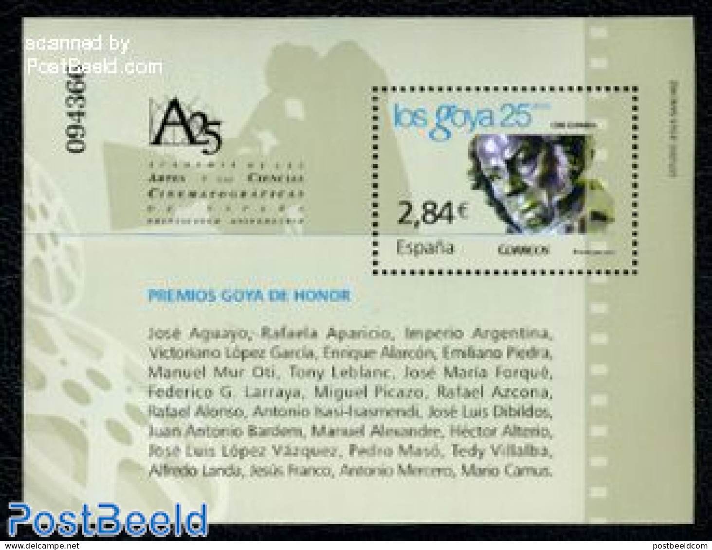 Spain 2011 Goya Awards S/s, Mint NH, Performance Art - Film - Unused Stamps