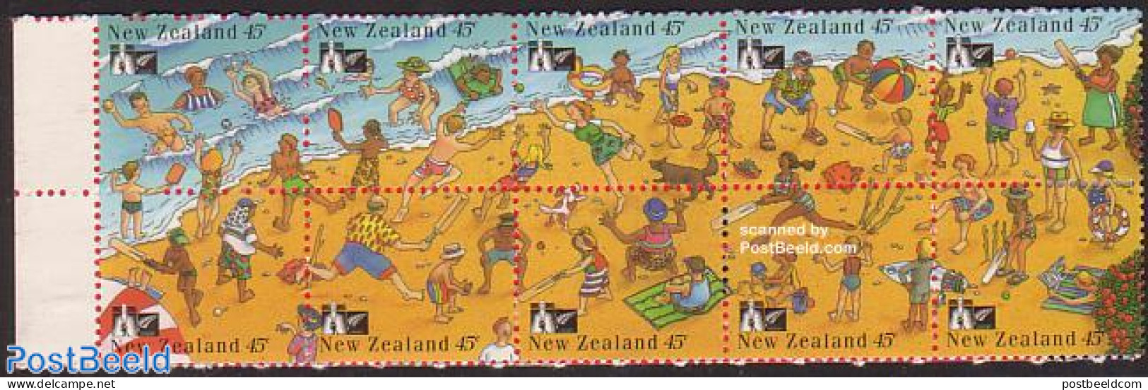 New Zealand 1994 Cricket 10v In Booklet, Mint NH, Nature - Sport - Various - Dogs - Cricket - Stamp Booklets - Tourism - Nuovi