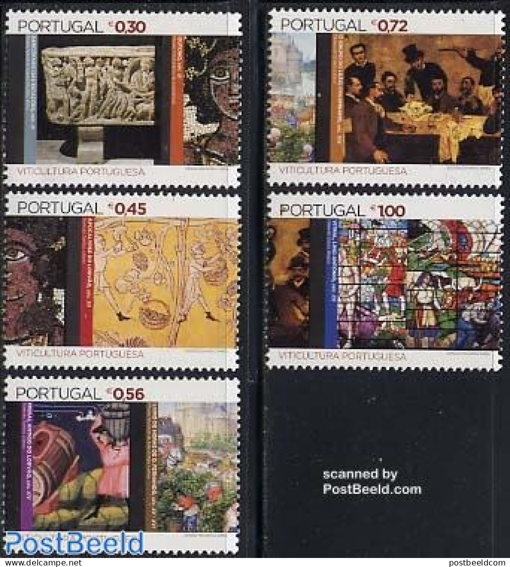 Portugal 2004 Wine 5v, Mint NH, Nature - Wine & Winery - Art - Stained Glass And Windows - Unused Stamps