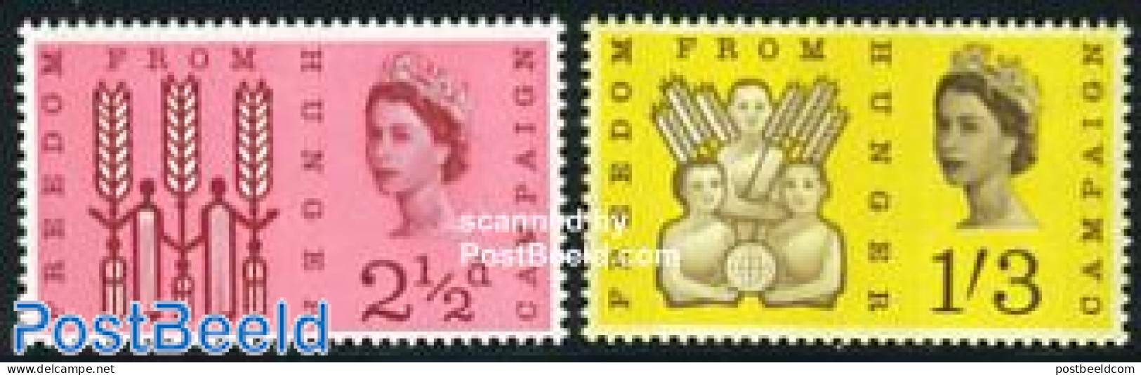 Great Britain 1963 Freedom From Hunger 2v, Phosphor, Unused (hinged), Health - Food & Drink - Freedom From Hunger 1963 - Ungebraucht