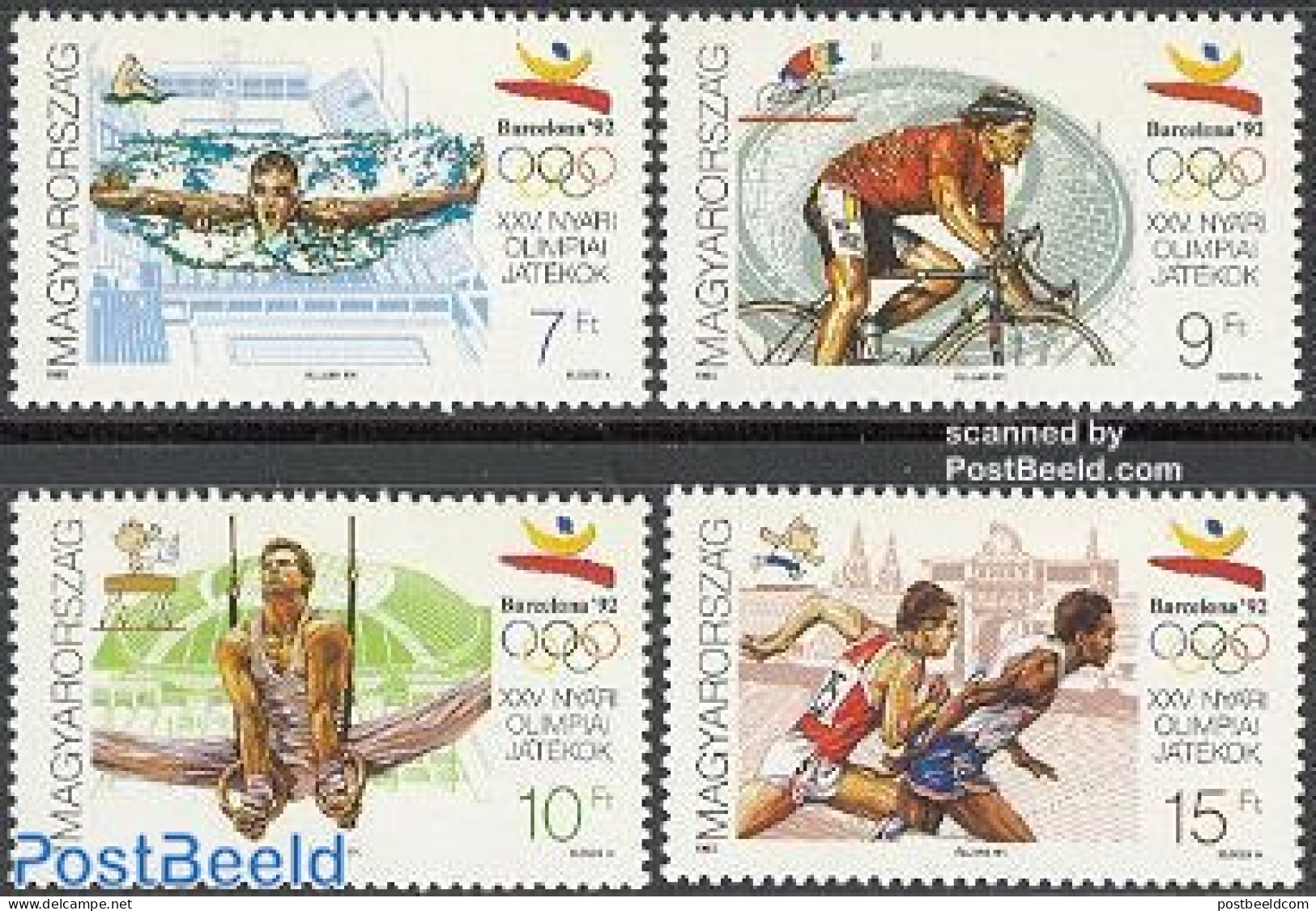 Hungary 1992 Olympic Games Barcelona 4v, Mint NH, Sport - Athletics - Cycling - Gymnastics - Olympic Games - Swimming - Nuovi