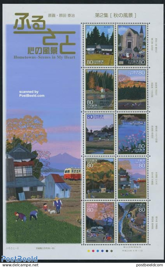 Japan 2008 Hometown Scenes No. 2, 10v M/s, Mint NH, Religion - Transport - Churches, Temples, Mosques, Synagogues - Au.. - Ongebruikt