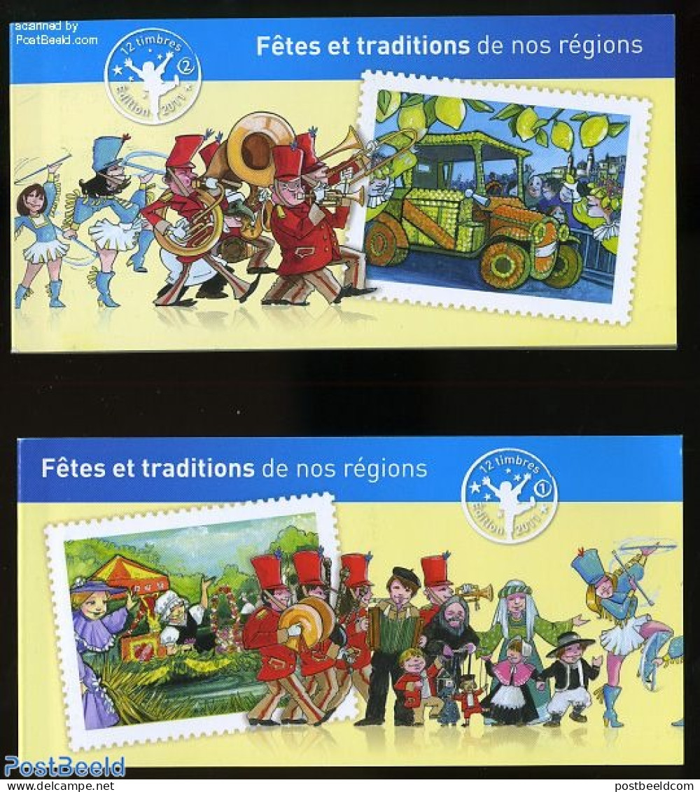 France 2011 Regional Festivals 24v (2 Booklets) S-a, Mint NH, Religion - Various - Saint Nicholas - Stamp Booklets - F.. - Ungebraucht