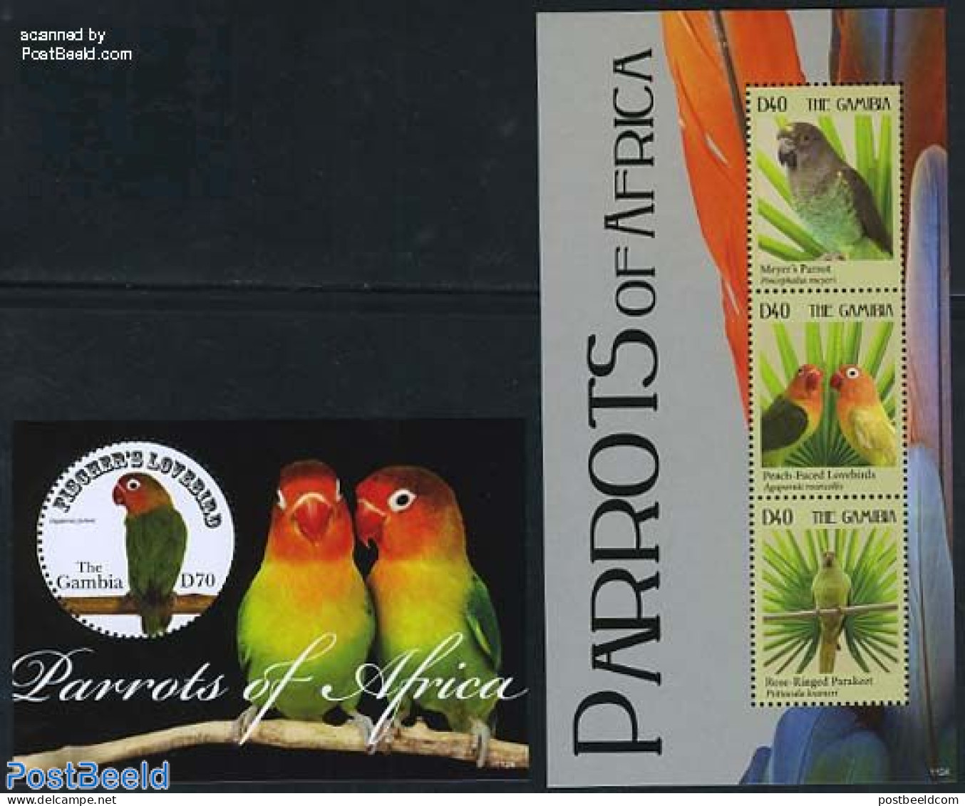 Gambia 2011 Parrots 2 S/s, Mint NH, Nature - Various - Birds - Parrots - Round-shaped Stamps - Gambia (...-1964)