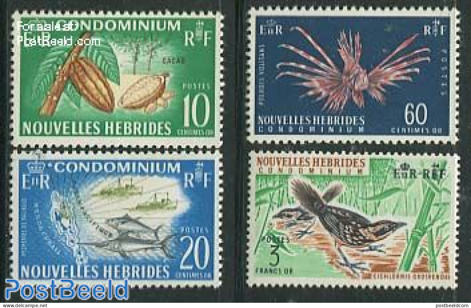 New Hebrides 1967 Definitives 4v F, Mint NH, Nature - Transport - Animals (others & Mixed) - Birds - Fish - Ships And .. - Nuovi