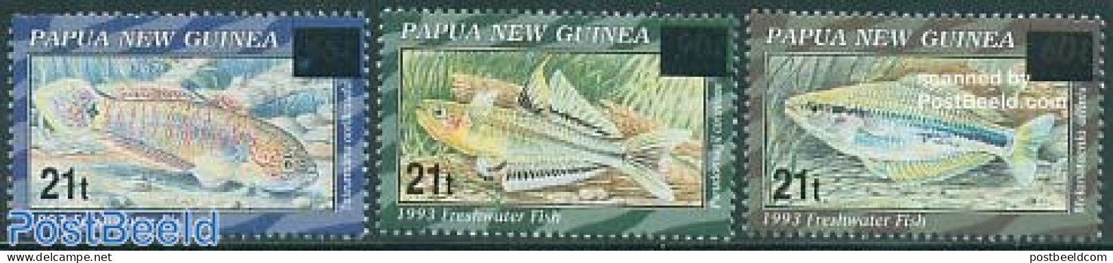 Papua New Guinea 1995 Overprints 3v, Mint NH, Nature - Fish - Fische