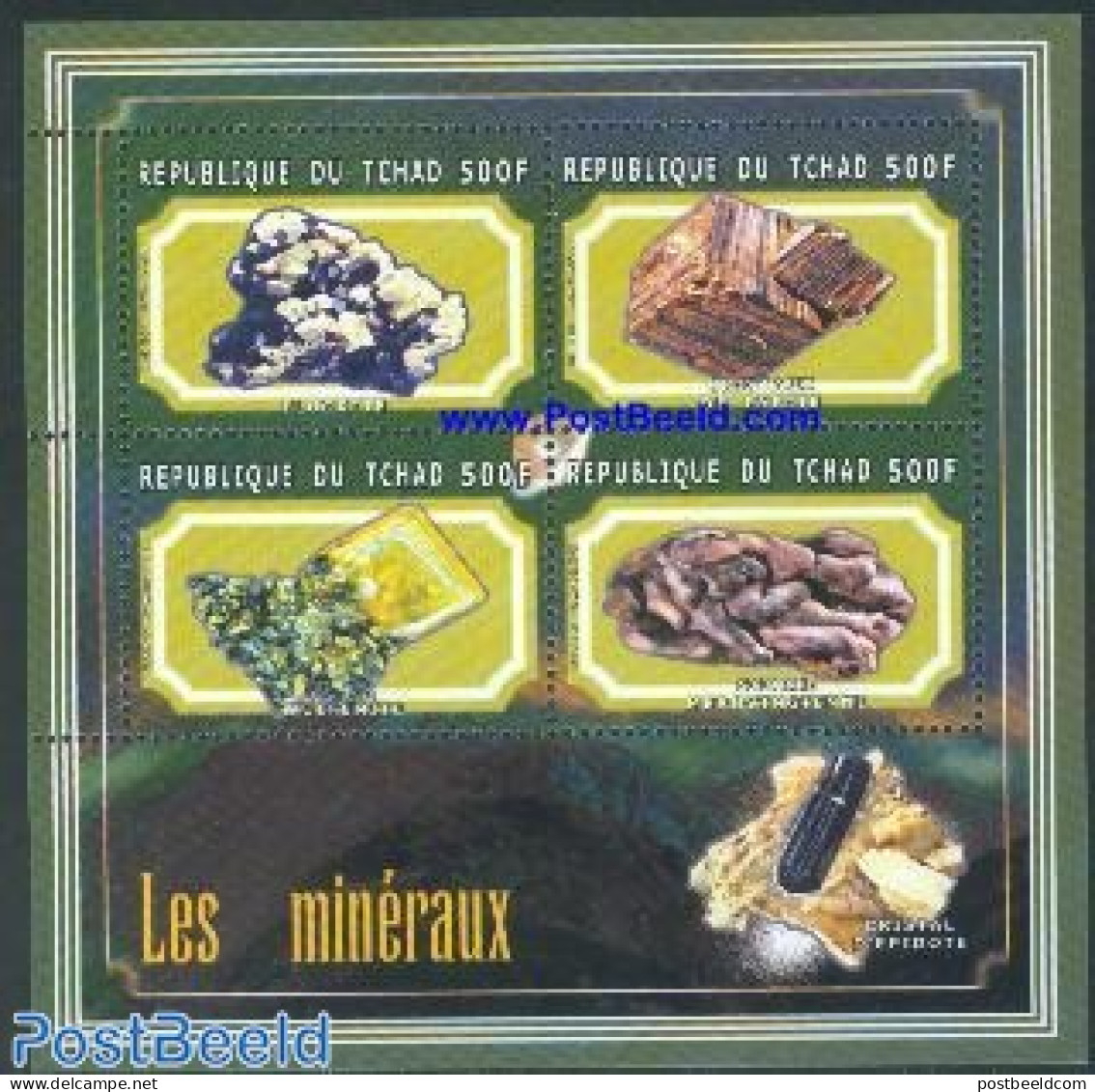 Chad 2001 Minerals 4v M/s (4x500F), Mint NH, History - Geology - Andere & Zonder Classificatie
