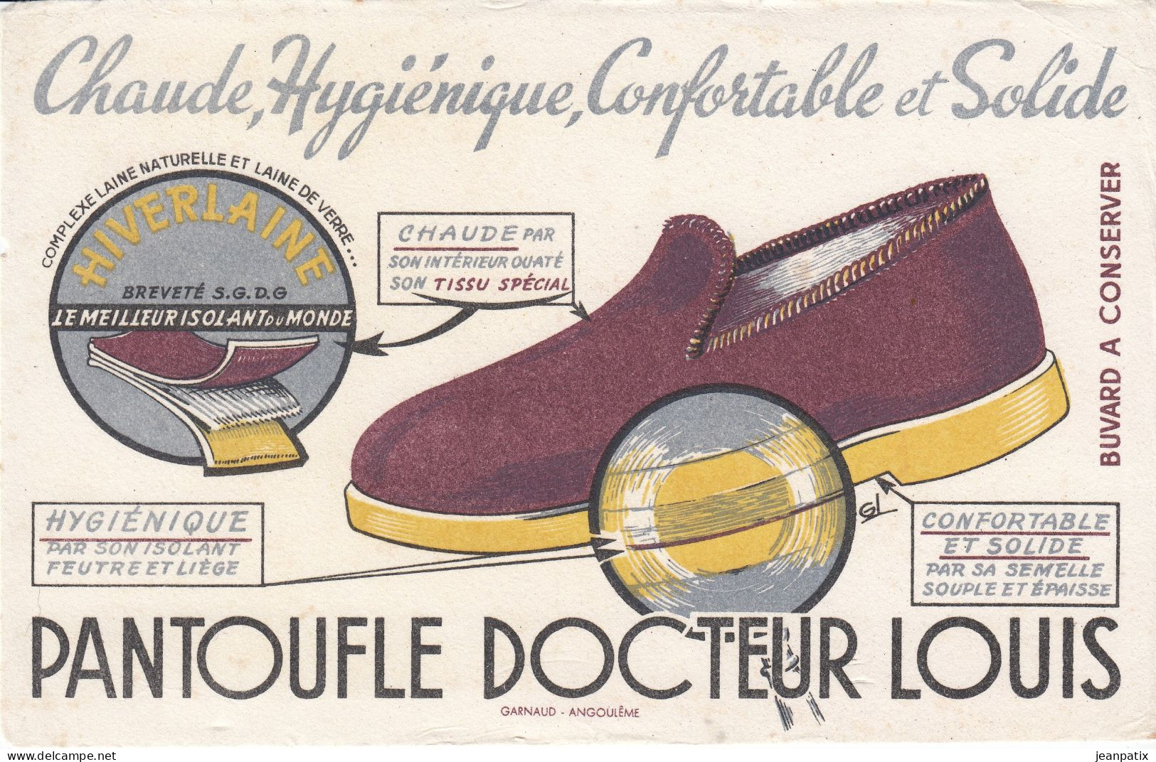 BUVARD & BLOTTER - Pantoufle Docteur LOUIS - Garnaud Angoulème - Autres & Non Classés