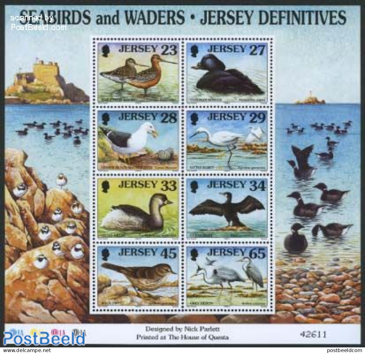 Jersey 1999 Sea Birds 8v M/s, Mint NH, Nature - Birds - Storks - Jersey