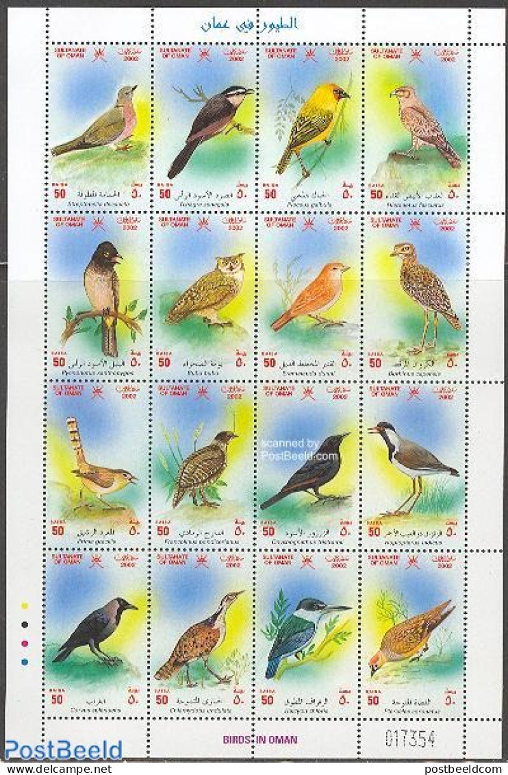 Oman 2002 Birds 16v M/s, Mint NH, Nature - Birds - Owls - Omán