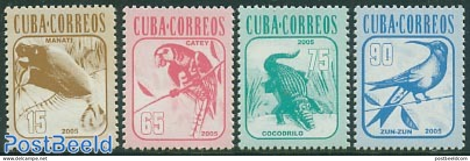 Cuba 2005 Definitives, Animals 4v, Mint NH, Nature - Animals (others & Mixed) - Birds - Crocodiles - Parrots - Reptiles - Ungebraucht