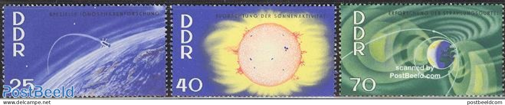 Germany, DDR 1964 QUIET SUN YEAR 3V, Mint NH, Science - Astronomy - Neufs