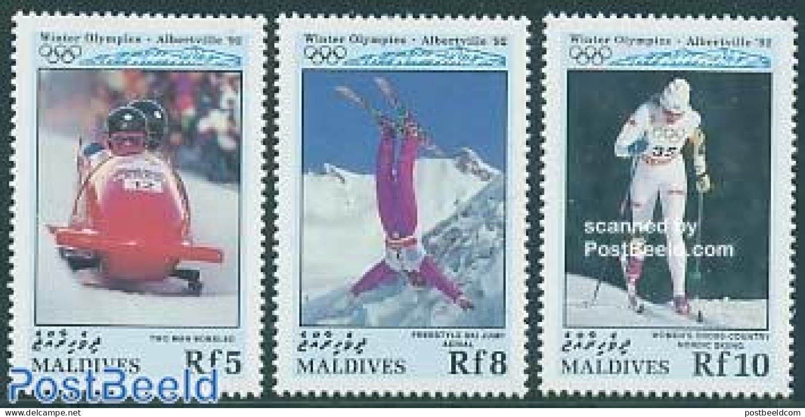 Maldives 1992 Olympic Winter Games 3v, Mint NH, Sport - (Bob) Sleigh Sports - Olympic Winter Games - Skiing - Wintersport (Sonstige)