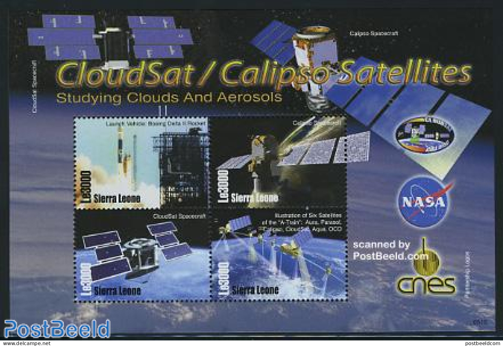 Sierra Leone 2006 Space, Cloudsat/Calipso Satellites 4v M/s, Mint NH, Science - Transport - Meteorology - Space Explor.. - Climate & Meteorology