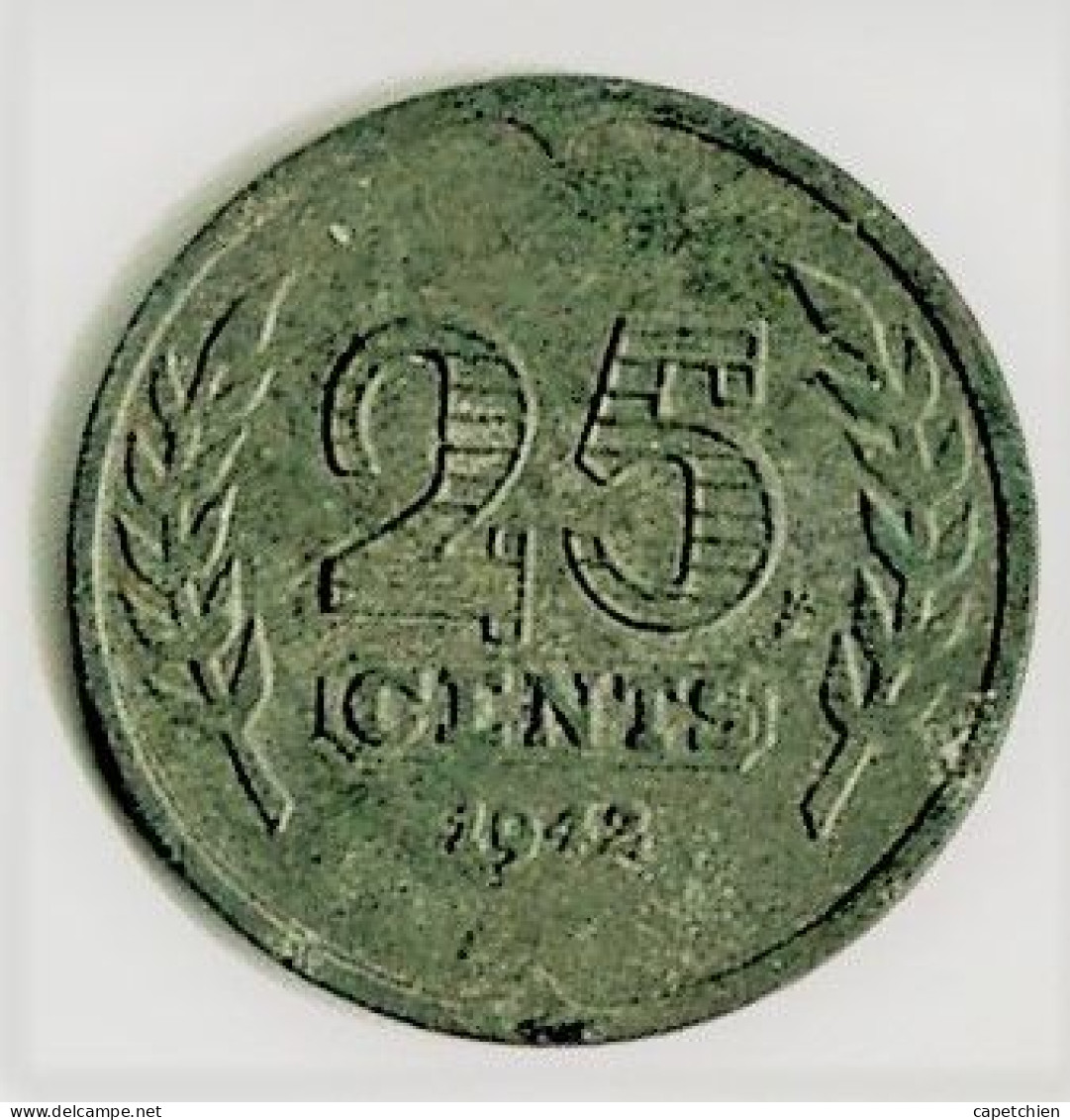 PAYS-BAS / 25 CENTS /1942 / ZINC - 5 Centavos