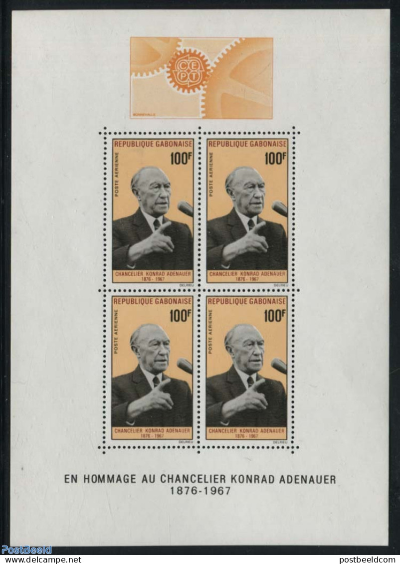 Gabon 1967 Konrad Adenauer S/s, Mint NH, History - Afriqueeurope - Europa Hang-on Issues - Germans - Politicians - Ongebruikt