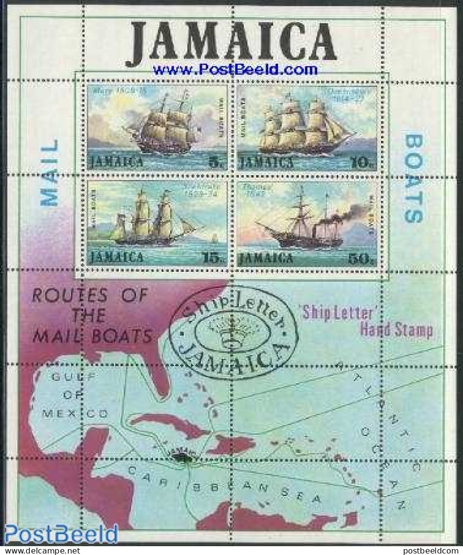 Jamaica 1974 Postal Ships S/s, Mint NH, Transport - Various - Post - Ships And Boats - Maps - Correo Postal