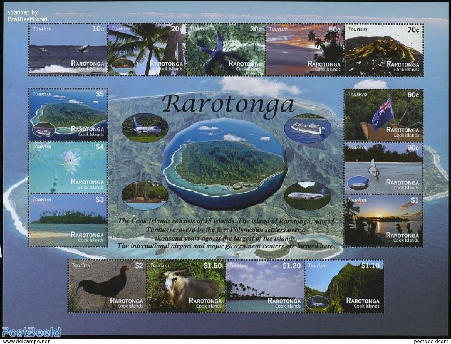Cook Islands 2011 Rarotonga Views M/s, Mint NH, Nature - Sport - Transport - Various - Animals (others & Mixed) - Bird.. - Fische