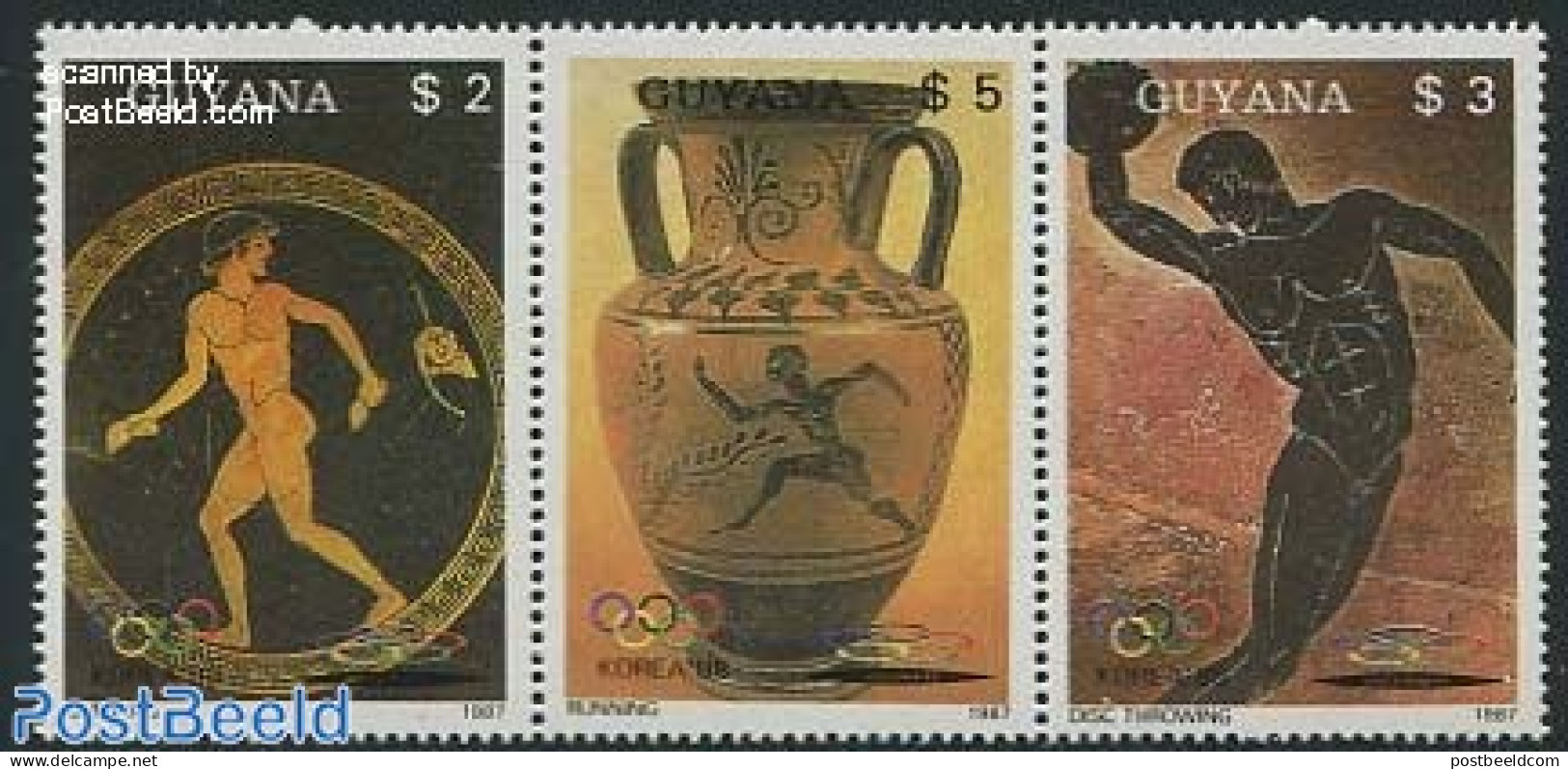 Guyana 1987 Olympic Games Seoul 3v , Mint NH, Sport - Olympic Games - Art - Ceramics - Porzellan